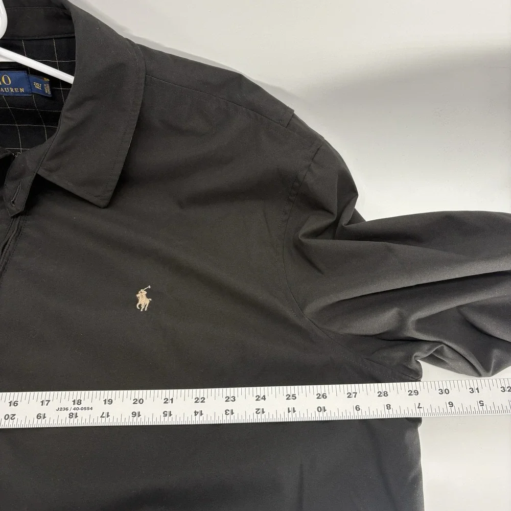 Polo Ralph Lauren Black Harrington Jacket Plaid Lined Coach Preppy Men 2XL Tall